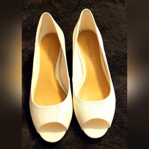 Size 10 White peep toe Charter Club wedge heels women's